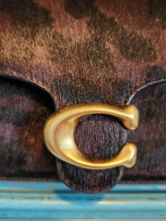 Coach Tabby Shoulder Bag 20 in Haircalf With Brown Leopard with Gold C Hardware - Picture 4 of 16